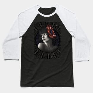 Red Poppy portrait girl digital art Baseball T-Shirt